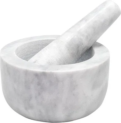 Produktbild von Famanu Mörser aus weißem Marmor, robust und pflegeleicht - 13 x 13 x 13 cm