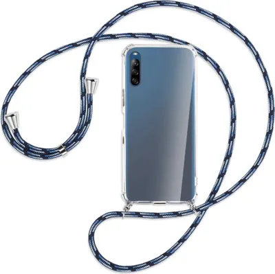 Produktbild von Handykette Backcover-Schutzhülle mit Band (Metall silberfarben) für Sony Xperia L4 - Blautöne