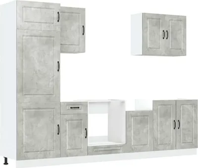 Produktbild von 7-tlg. Küchenschrank-Set Kalmar Betongrau Holzwerkstoff