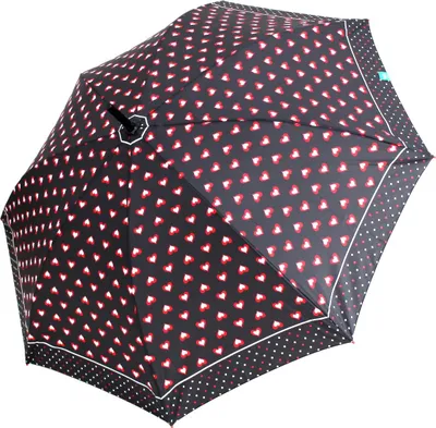 Produktbild von Stockschirm Damenregenschirm Automatiköffnung Herz Design-Griff Schwarz Rot