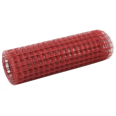 Image de Vidaxl -Hühnerdraht 25x0,5 m Stahl mit PVC -Beschichtung rot