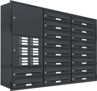 Produktbild von 18er Briefkasten Anlage Unterputz Montage RAL 7016 Anthrazit Klingel