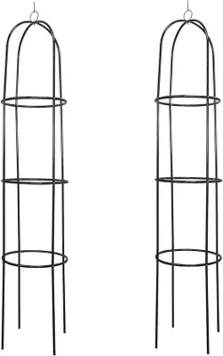 Produktbild von Famanu Gartenobelisk - Unterstützung für Kletterpflanzen - Freistehendes Design - 2 Stück 190 cm - Dunkelgrün