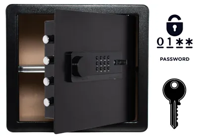 Image de Coffre-fort blindé pour la maison avec serrure électronique et clé 36 x 40 x 30 cm Noir