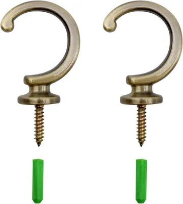 Produktbild von Famanu Halter für Vorhänge - Set von 2 - Messing - mit Expansionsrohr - geeignet für Fenster- und Duschvorhänge