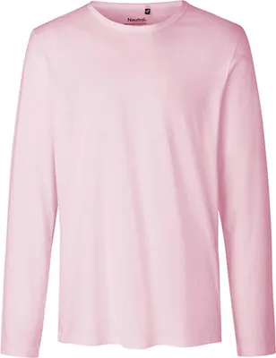 Immagine prodotto di Neutral O61050 | Maglietta a maniche lunghe da uomo / 100% cotone equosolidale - Colore: Rosa chiaro - Taglia: XXL