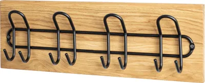 Produktbild von HAKU Wandgarderobe eiche geölt, schwarz - Massivholz, Metall, B/H/T: 60x20x10 cm