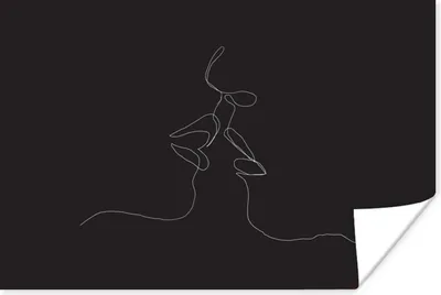 Produktbild von MuchoWow® Poster Kuss - Lippen - Strichzeichnung 30x20 cm - Plakate - Print