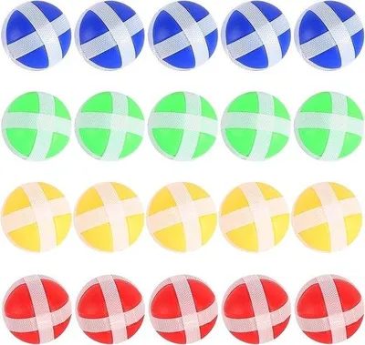 Productafbeelding van Klittenbandbalspel - Vangbalspel - Voor binnen en buiten - 20 stuks - Paddle ball spel - Geschikt voor kinderen en volwassenen - 4 kleuren
