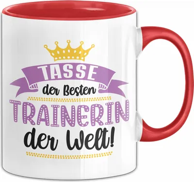 Produktbild von Trainerin Tasse Geschenk Tasse Der Besten Trainerin Der Welt Basketball Eishockey Fußball-Trainerin Kaffee-Becher (Rot)
