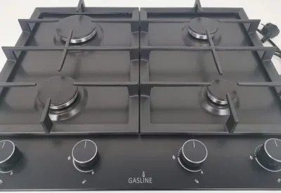 Produktbild von Gasline Einbau Gaskochfeld, 4 flammig, GAG60INB Schwarz Matt, Sabaf-Brenner, Erdgas/Propangas