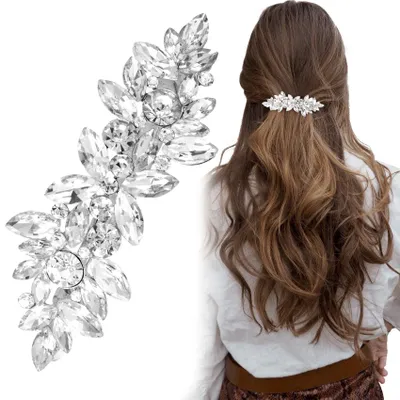 Produktbild von Strass-Haarspange für Hochzeiten - Brautschmuck, silberne Haaraccessoires für Damen und Mädchen - Brautjungfernschmuck für Abendveranstaltungen und den Alltag (A)