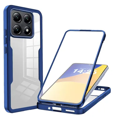 Produktbild von 360 Grad Rundum Schutz Handyhülle für Xiaomi 14T Full Cover Vollschutz Case Farbe: Blau