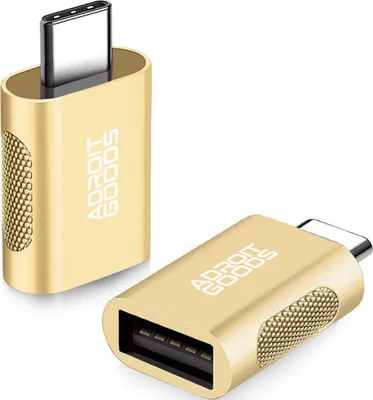 Produktbild von AdroitGoods 2x USB-C auf USB-A Adapter - USB 3.1 - Konverter - Aluminium Gold - Silikongriff