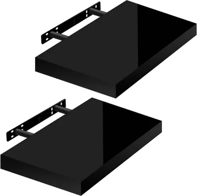 Produktbild von WOLTU 2er-Set Wandregal, Schweberegal, Holz Board, Schwarz 40x22.9x3.8cm