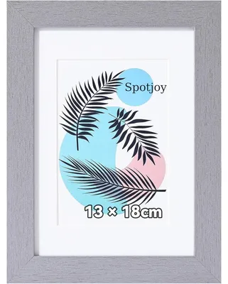 Immagine prodotto di Cornice per foto 13 x 18 cm, realizzata in MDF con vetro acrilico, adatta per essere posizionata su un tavolo o appesa a una parete. Colore: grigio argento
