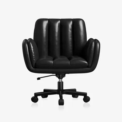 Immagine prodotto di Sedia da ufficio con braccioli pieghevoli - Sedia ergonomica per scrivania - Colore nero - Rivestita in ecopelle - Regolabile in altezza - Imbottita - Girevole - Con rotelle