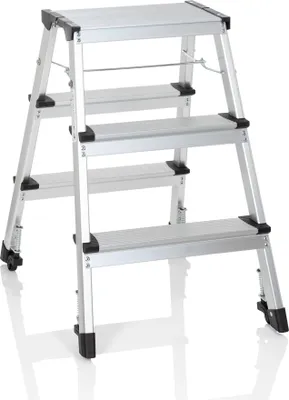 Obrázok produktu pre hjh OFFICE skladací rebrík 3 stupne SOLID IV hliníkový skladací rebrík, rebrík, rebrík pre domácnosť, nosnosť do 150 kg