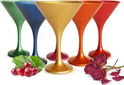 Produktbild von 6 bunte Martinigläser Martinischalen Cocktailschale Cocktailgläser Trinkgläser
