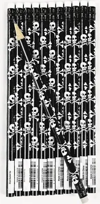 Produktbild von Piraten Bleistift mit Totenkopf und Knochen 12 Stück