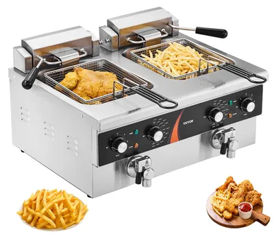 Image de Friteuse - Friteuse électrique - Double friteuse - 2 bacs de 8,5 litres - Puissance : 3000W