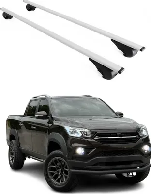 Image de Barres de toit Transversales pour Ssangyong Grand Musso 2018-2024 Fer Argent