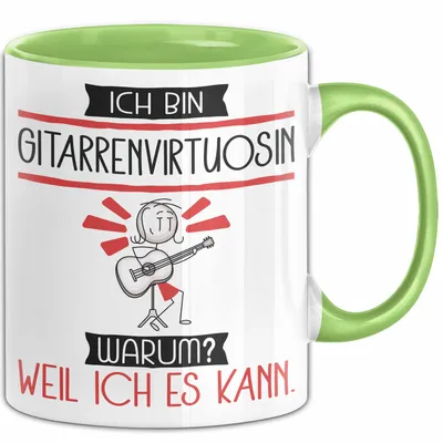 Produktbild von Gitarrenvirtuosin Tasse Geschenk Ich Bin Gitarrenvirtuosin Warum Weil Ich Es Kann Geschenkidee Geburtstag (Grün)