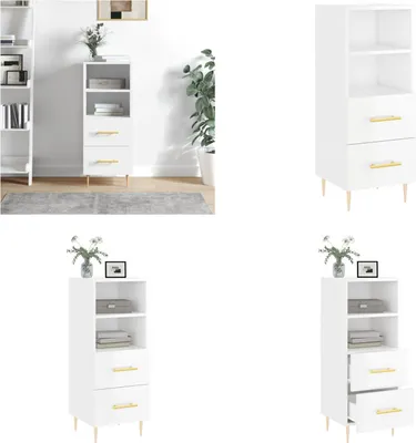 Produktbild von vidaXL Sideboard Hochglanz Weiß 34,5x34x90 cm Holzwerkstoff - Sideboard - Sideboards - Schrank - Schränkchen