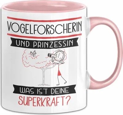 Produktbild von Vogelforscherin Und Prinzessin Tasse Geschenk Für Eine Vogelforscherin Geburtstag Was Ist Deine Superkraft (Rosa)