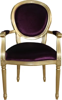Produktbild von Casa Padrino Barock Luxus Esszimmer Stuhl mit Armlehnen Lila / Gold  - Designer Stuhl - Luxus Qualität - Limited Edition