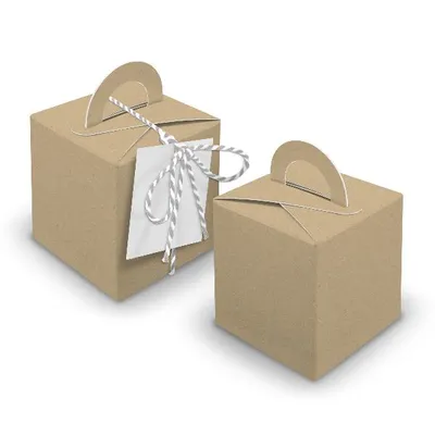 Produktbild von V31 24x Würfelbox mit Griff braun + Garn grau + Anhänger