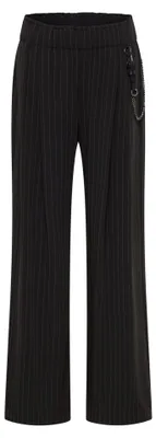 Produktbild von Schwarze Wide-Leg Hose mit Nadelstreifen aus Polyester-Viskose-Mix Größe 44