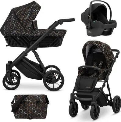Immagine prodotto di Passeggino Kunert IVENTO 3in1 nero/marrone con telaio nero e numerosi accessori