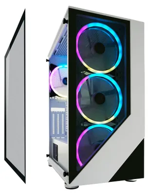 Produktbild von LC-Power Gaming 803W, Midi Tower, PC, Schwarz, Weiß, ATX, micro ATX, Mini-ITX, Metall, Kunststoff, Gehärtetes Glas, Gaming