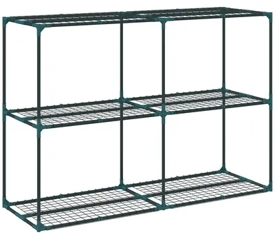 Productafbeelding van Plantenrek met 3 niveaus – bloemenstandaard | Kleur: donkergroen | Afmetingen: 48x143x100 cm