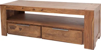 Produktbild von riess-ambiente TV-Board MAKASSAR 130cm braun massives Sheeshamholz stone finish Lowboard zwei Schubladen