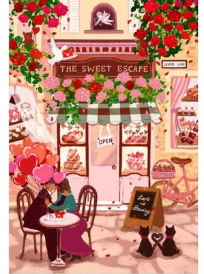 Image de Pieces & Peace Puzzle Valentinstag Café - 1000 Teile Puzzle