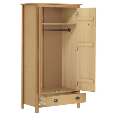 Produktbild von "Winter Sale" Kleiderschränke - Braun Kleiderschrank mit 2 Türen Hill 89x50x170cm Massivholz Kiefer DE2134718