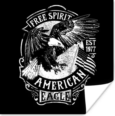 Produktbild von MuchoWow® Poster Vogel - Amerikanisch - Retro 50x50 cm - Wohnzimmerdekoration