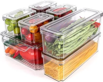 Obrázek produktu pro Průhledná sada 7 kusů stohovatelných organizérů do kuchyně, bez BPA