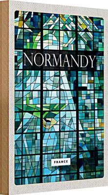 Produktbild von Holzschild Reise 20x30cm Normandy Frnace Mosaik Kunst