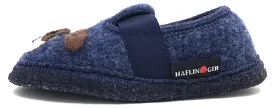 Immagine prodotto di Ciabatte Haflinger per bambini, modello "Slipper Pets", scarpe da casa per ragazzi, colore blu, ideali per il tempo libero
