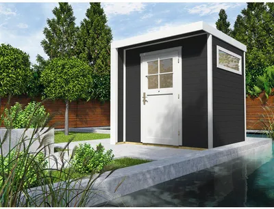 Produktbild von Gartenhaus weka Designhaus 262 mit Fußboden und seitlichem Fenster 213 x 216 cm anthrazit