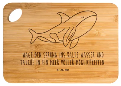 Produktbild von Mr. & Mrs. Panda Holzbrett Orca - Transparent - Geschenk, Killerwal, Wal, Frühstücksbrett, Meer, Orcas, Frühstücksbrettchen, holzschneidebrett, Arbeit, Schneidebrett