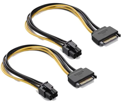 Produktbild von SATA-Stromkabel, SATA 15-Pin auf 6-Pin PCI Express-Grafikkarten-Stromkabeladapter, 2 Stück