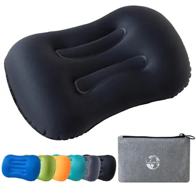 Productafbeelding van Reiskussen opblaasbaar kussen - Opblaasbaar - Ergonomisch - Zwart - Voor kamperen en reizen