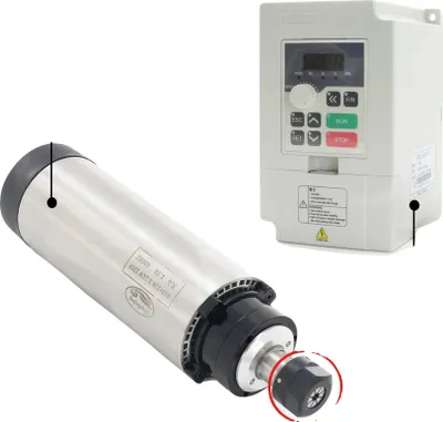 Produktbild von CNC-Frässpindelmotor, 2,2 kW, luftgekühltes Design, Mit weißem VFD, Mit weißem VFD