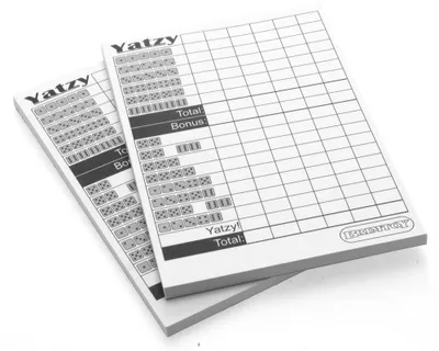Imagen del producto de Hojas de puntuación para el juego Yatzy, paquete de 2 blocs, 100 hojas por bloc, para registrar los resultados de las partidas