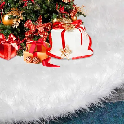 Produktbild von Runde Schneeflocken-Baumdecke – Plüsch-Weihnachtsbaumrock