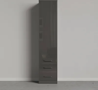 Produktbild von SMARTBett Schrank Kleiderschrank Aktenschrank 50cm mit 2 Schubladen Anthrazit/Anthrazit Glanz